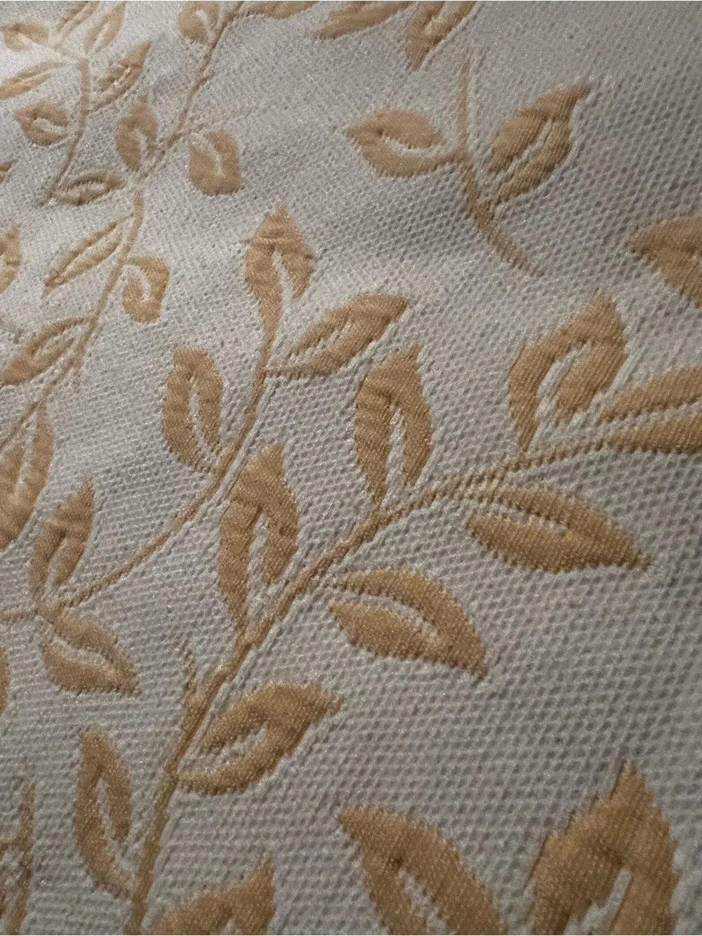 Cream and Gold Embroidered Leaf Decorative KING Shams Set
